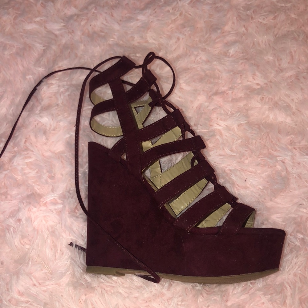 Charlotte Russe purple wedge heels, size 7